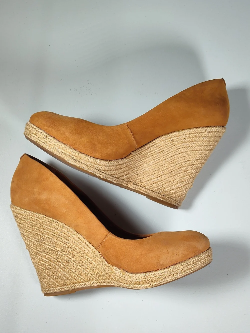 Schutz Ciara brown suede‎ high heel espadrille wedges 9